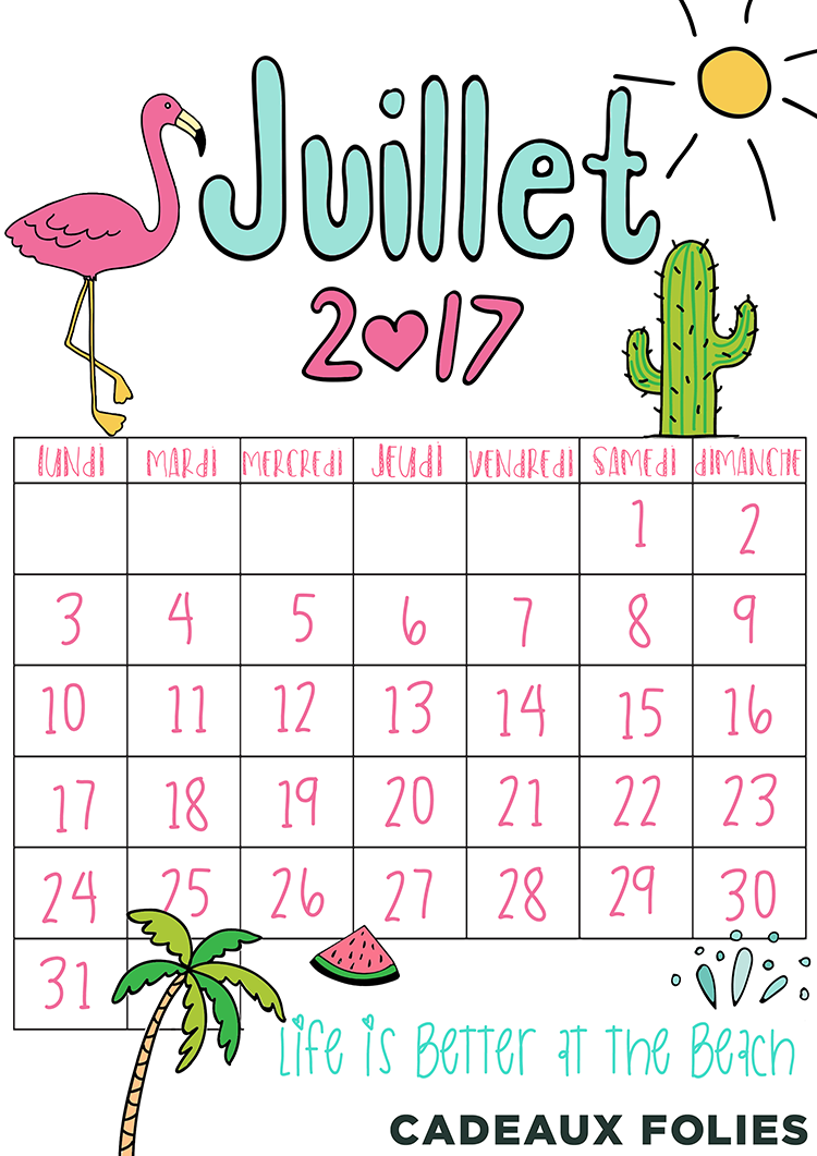 Calendrier été 2017