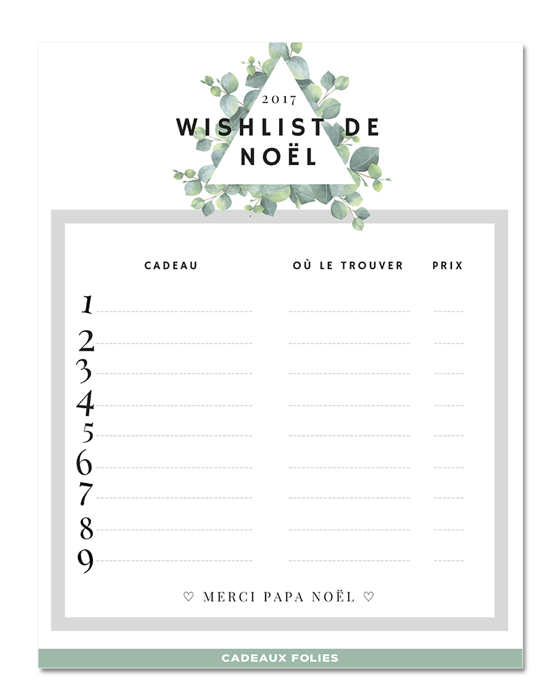 Imprime ta liste de cadeaux de Noël (c'est gratuit et joli !)