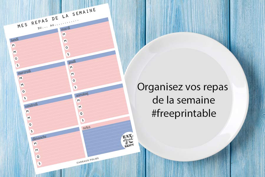 Organisation : planning des menus de la semaine à télécharger