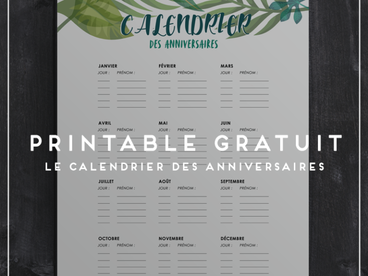 calendrier des anniversaires à imprimer gratuitement