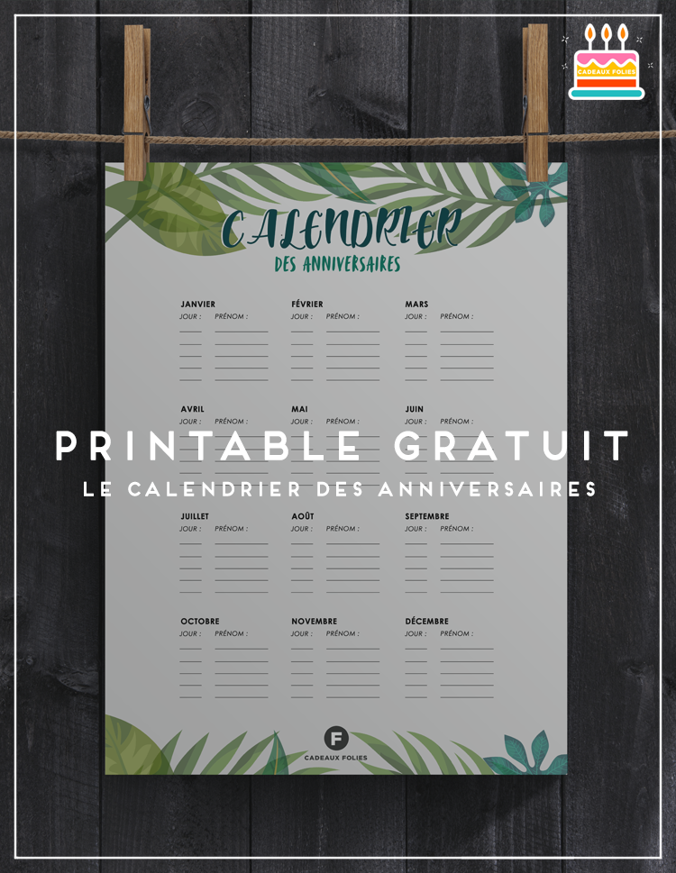 Calendrier des Anniversaires ! -  Calendrier anniversaire, Calendrier,  Anniversaire