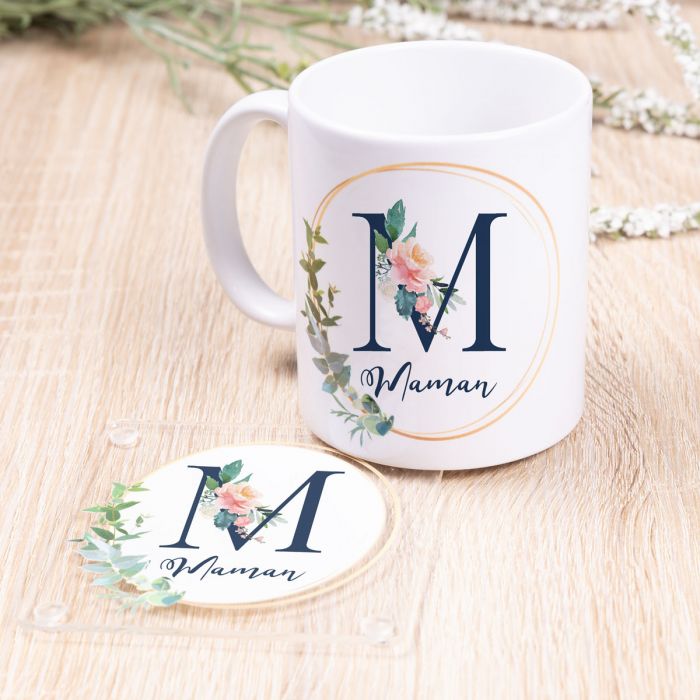 cadeau fête des Mères Tasse Maman avec sous-verre