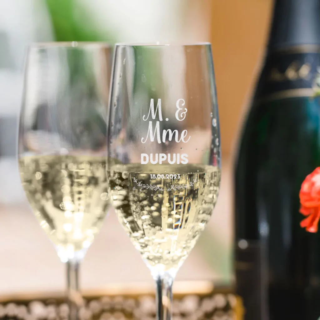 Flute à champagne personnalisée pour un mariage