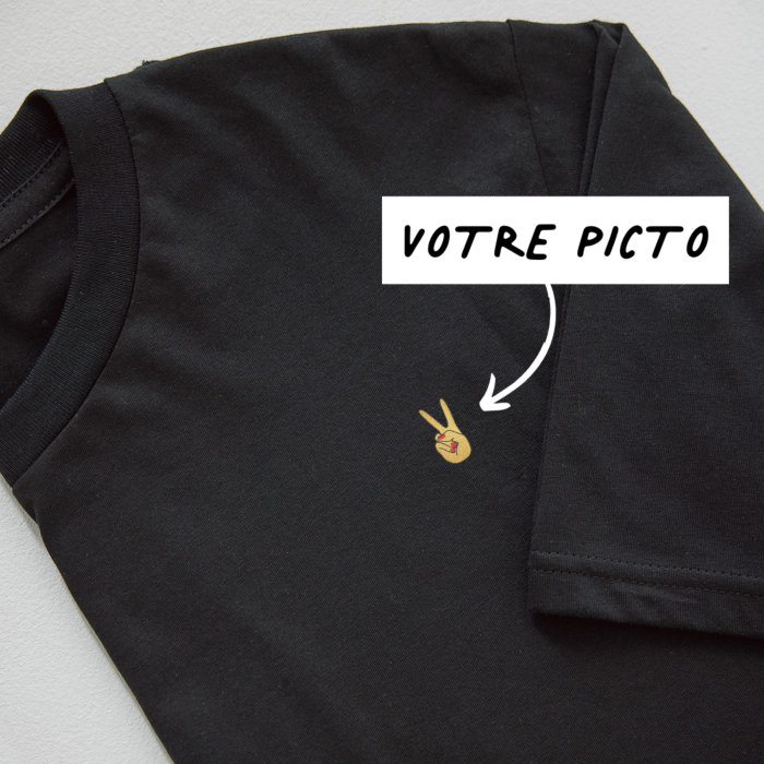 T-shirt brodé noir avec picto