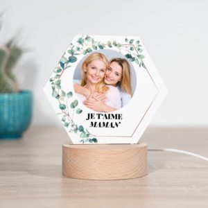 chocolat fete des meres Lampe LED Hexagonale avec Photo et Texte 8