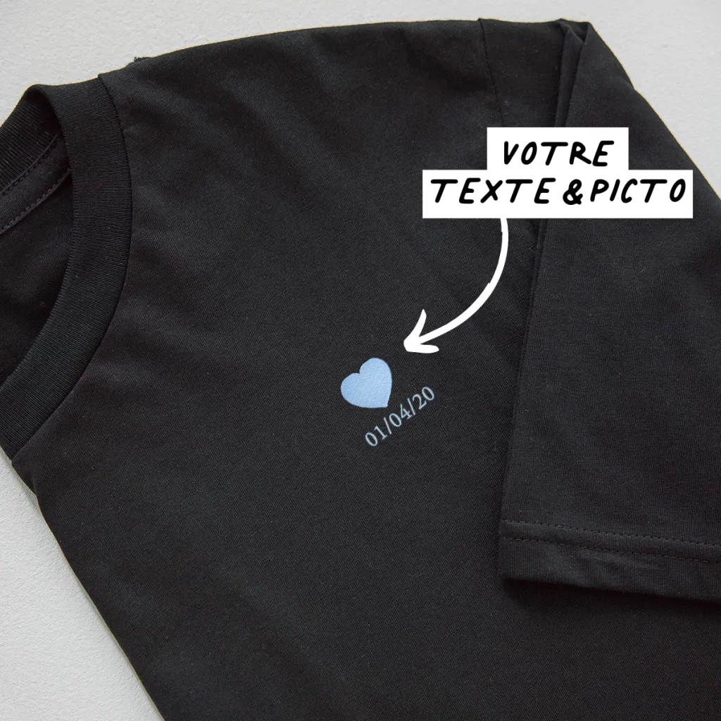 T-shirt brodé avec texte et picto