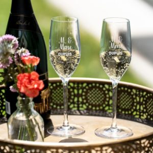 Flûtes à champagne avec gravure personnalisée