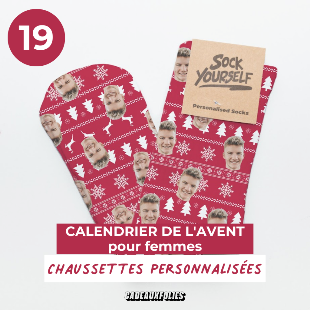 Chaussettes personnalisées avec une photo et au motif de Noël