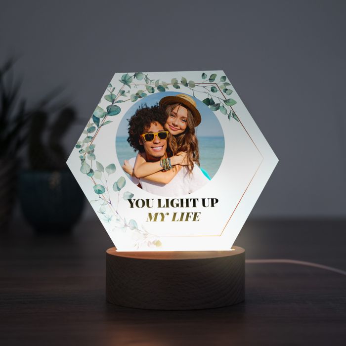 Lampe LED personnalisée avec photo d'un couple