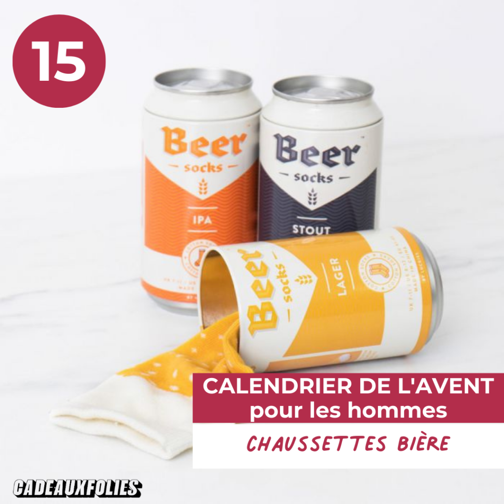 chaussettes au motif bière livrées dans des cannettes de bière