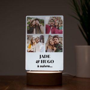 Cadre lumineux personnalisable avec 4 photo et texte