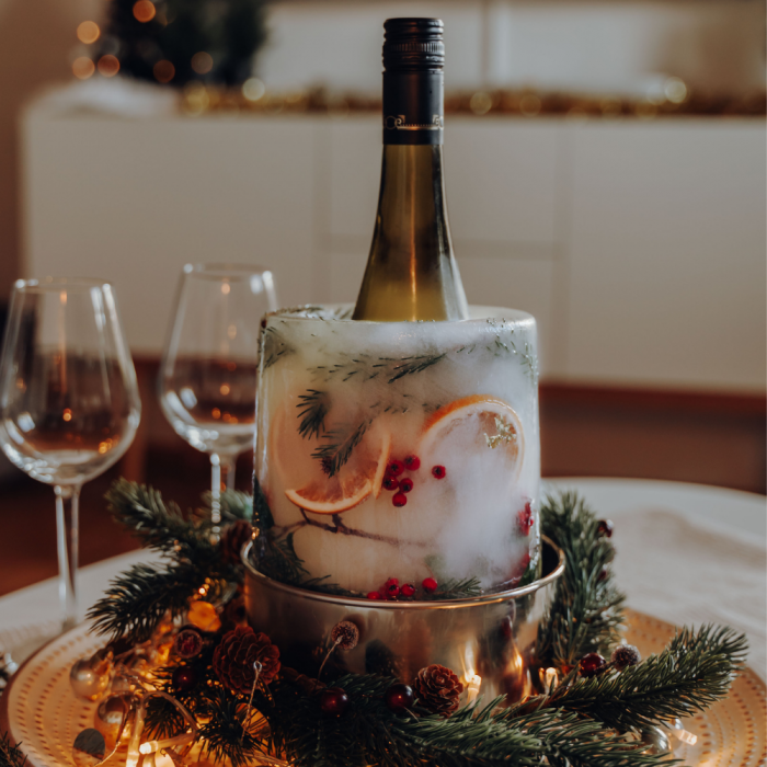 Rafraichisseur de bouteille en glace avec déco de Noel