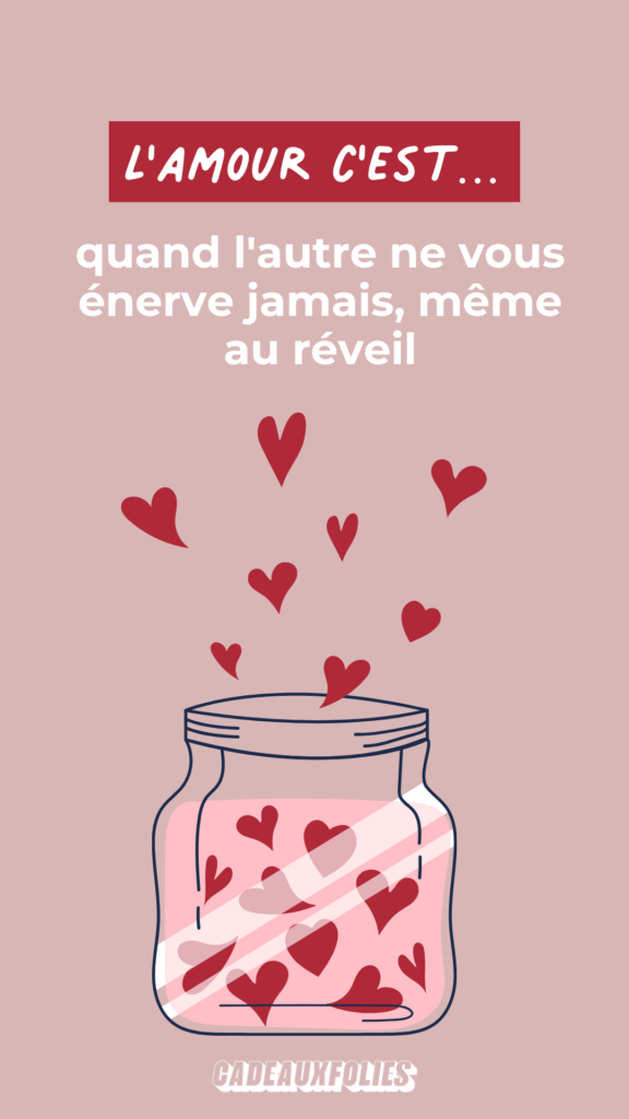 L'amour, c'est quand l'autre ne vous énerve jamais, même au réveil.