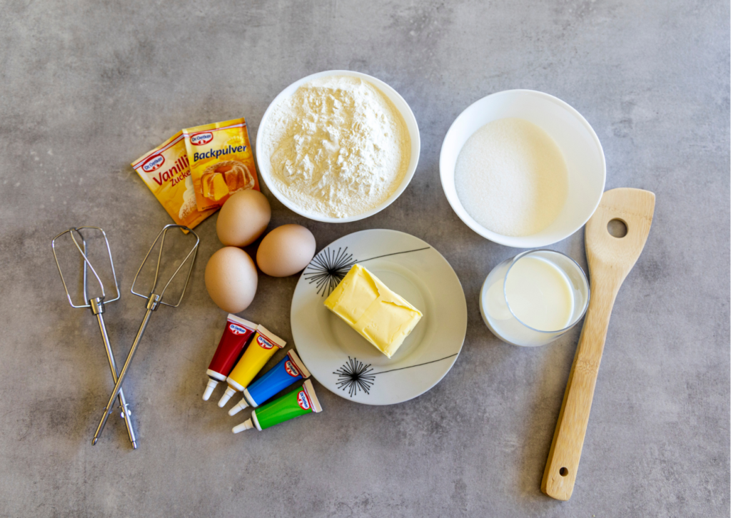 Ensemble d'ingrédients pour faire la pâte à gaufres