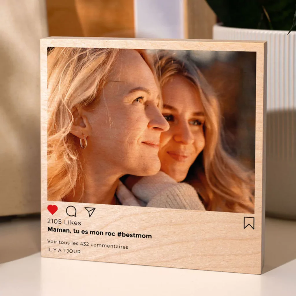 Photo sur bois personnalisée - Design Instagram avec une mère et sa fille jeune adulte