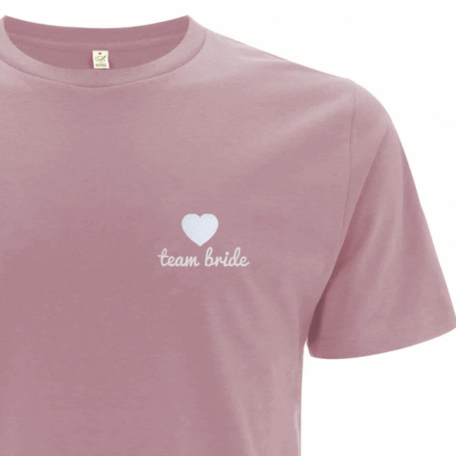 T-shirt brodé Vieux rose avec texte et picto