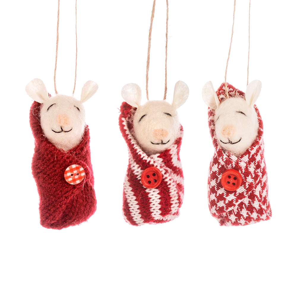 Décoration de Noël Lot de 3 Bébés souris