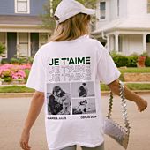 T-shirt personnalisé avec photos en noir et blanc et texte