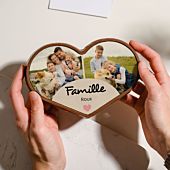 Chocolat personnalisé en forme de cœur avec deux photos et texte