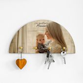 Porte-clés mural personnalisé en bois avec photo et texte