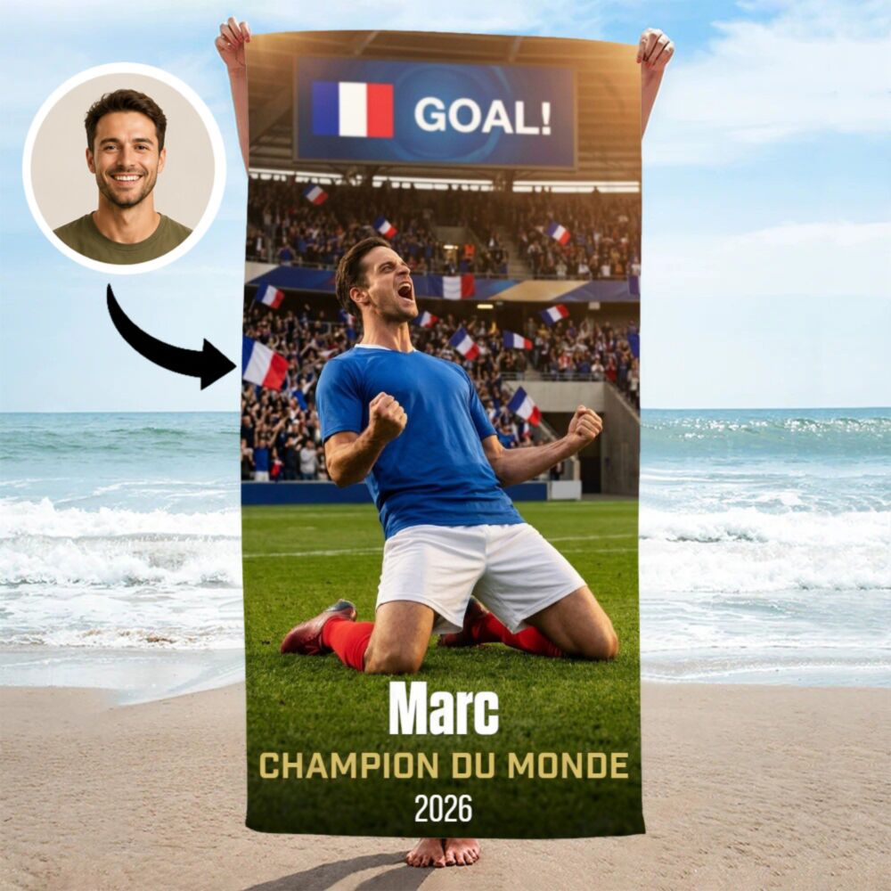 Serviette personnalisée avec célébration de but - IA