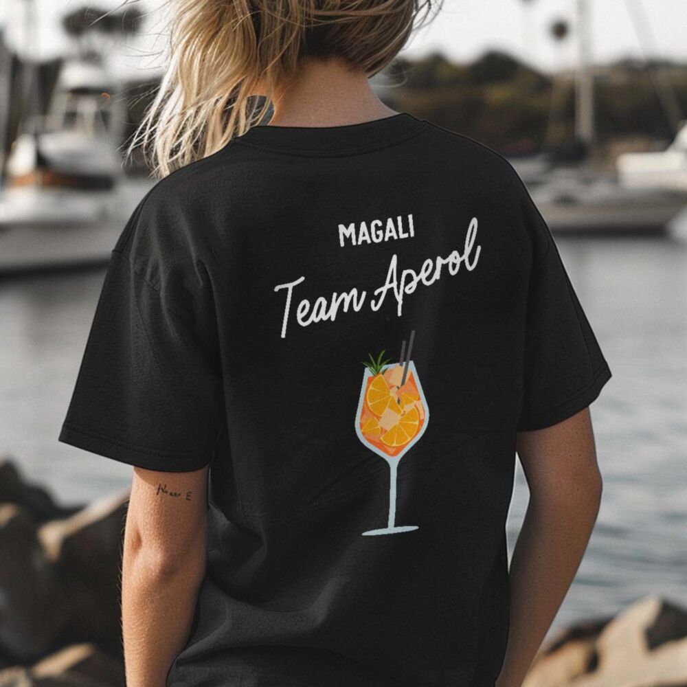 T-shirt personnalisé avec verre d'Aperol et texte