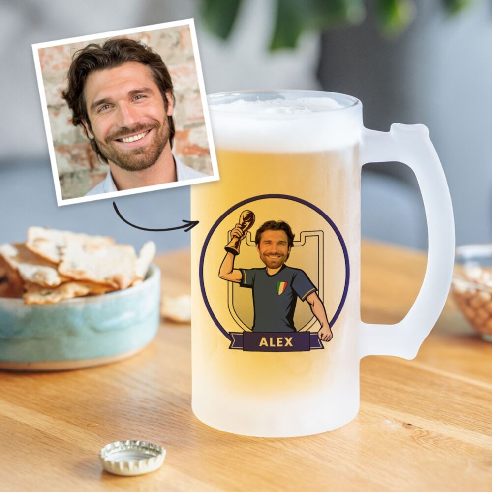 Chope de bière personnalisée avec photo - Coupe du Monde