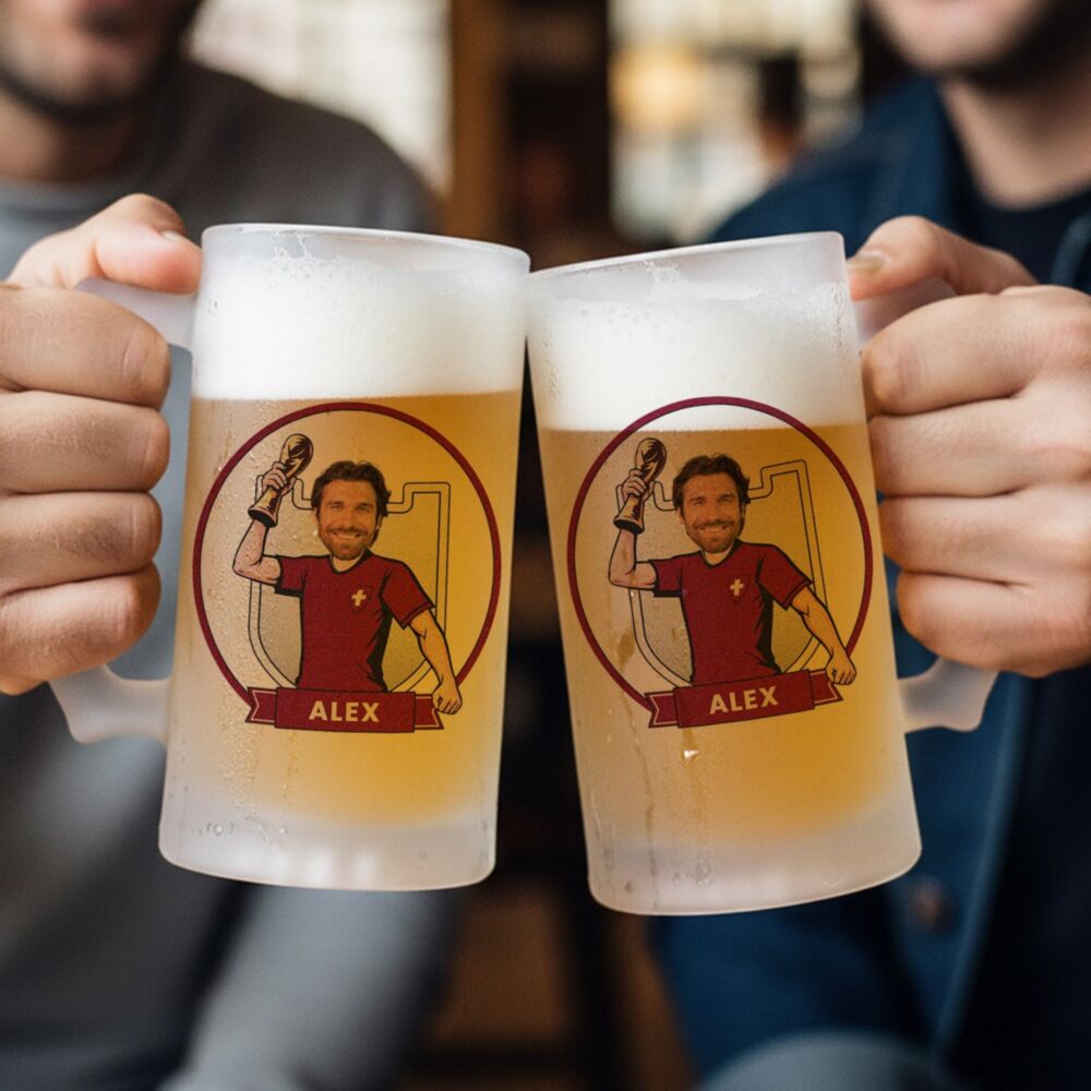 Chope de bière personnalisée avec photo - Coupe du Monde