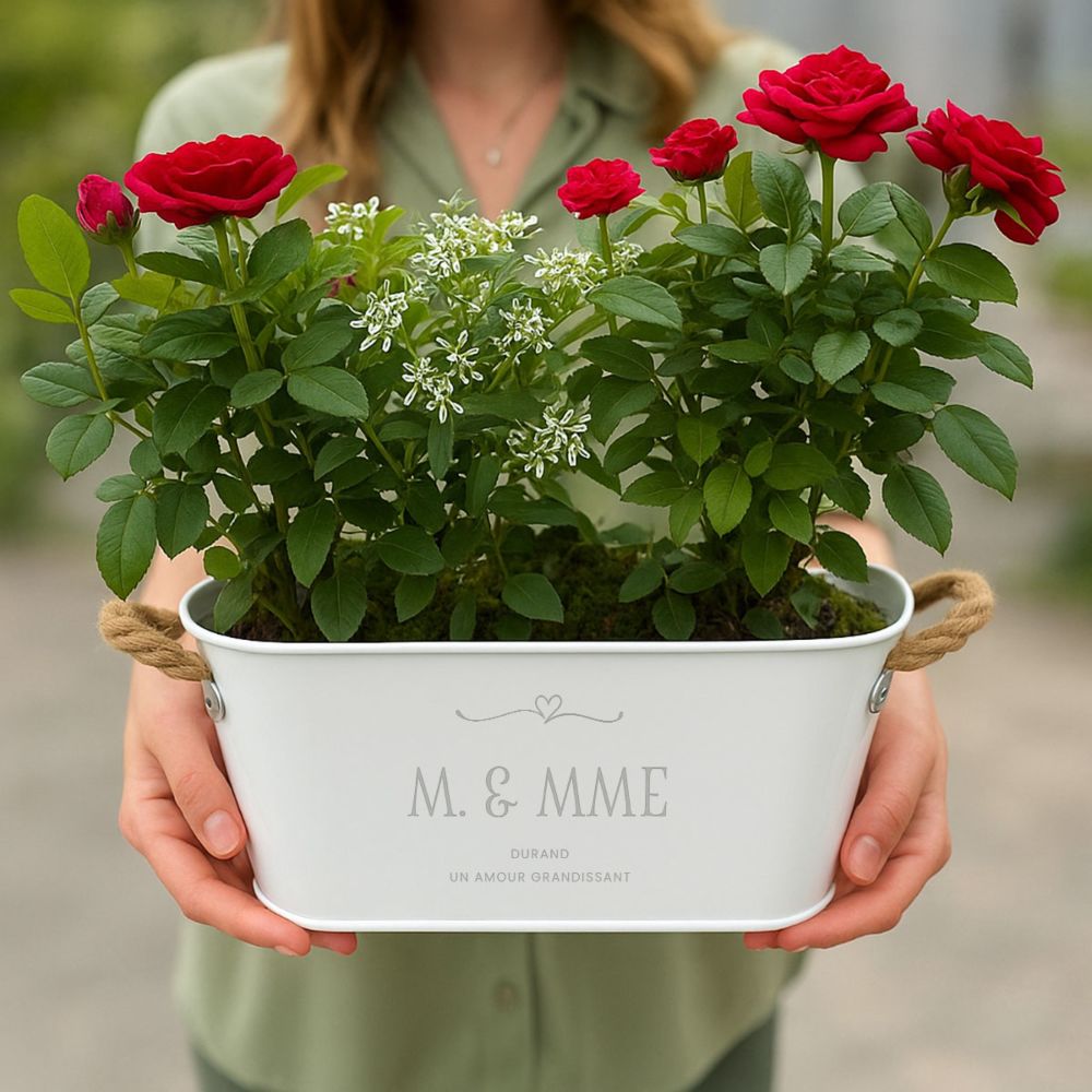 Jardinière personnalisée avec symbole et texte