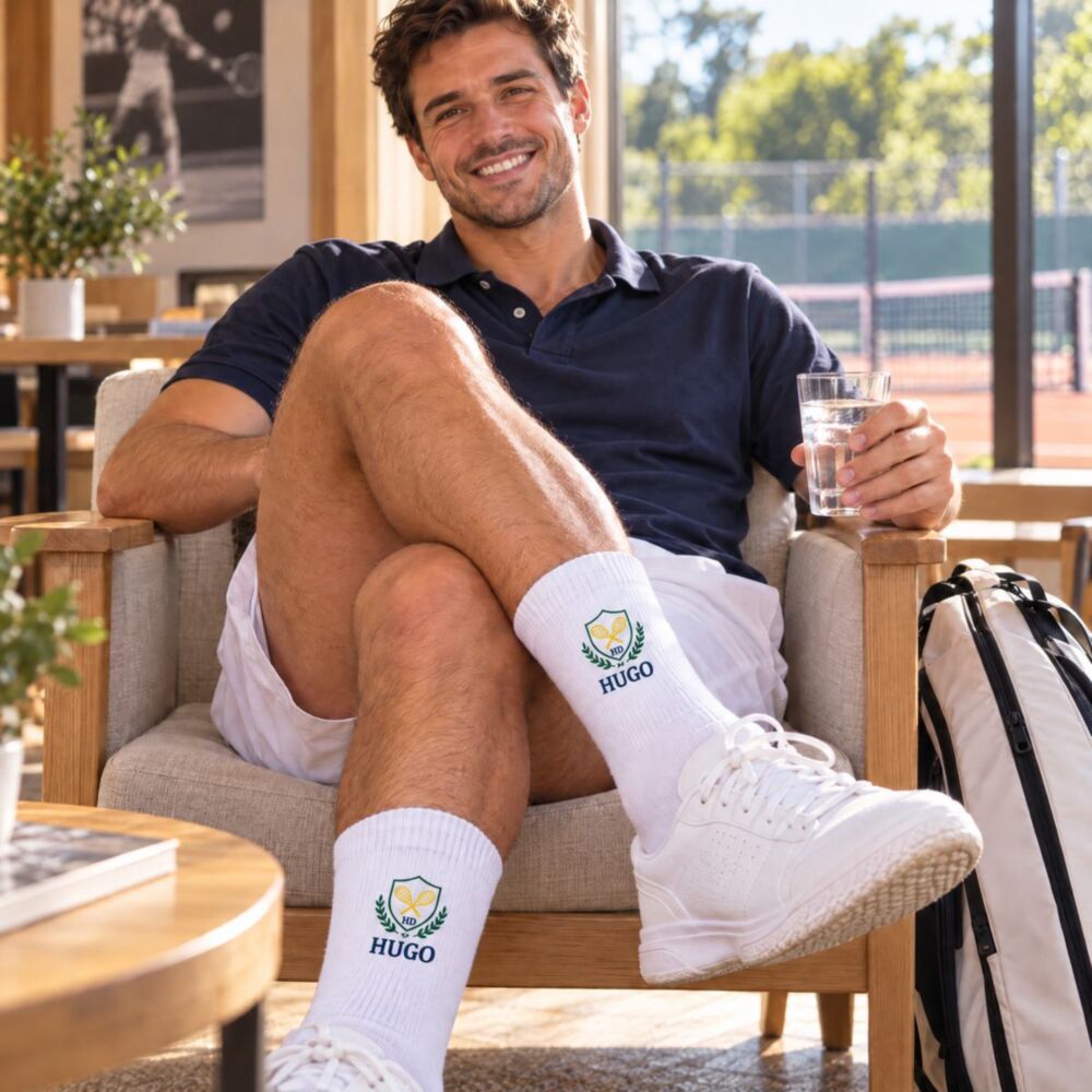Chaussettes de tennis personnalisées avec emblème, initiales et nom