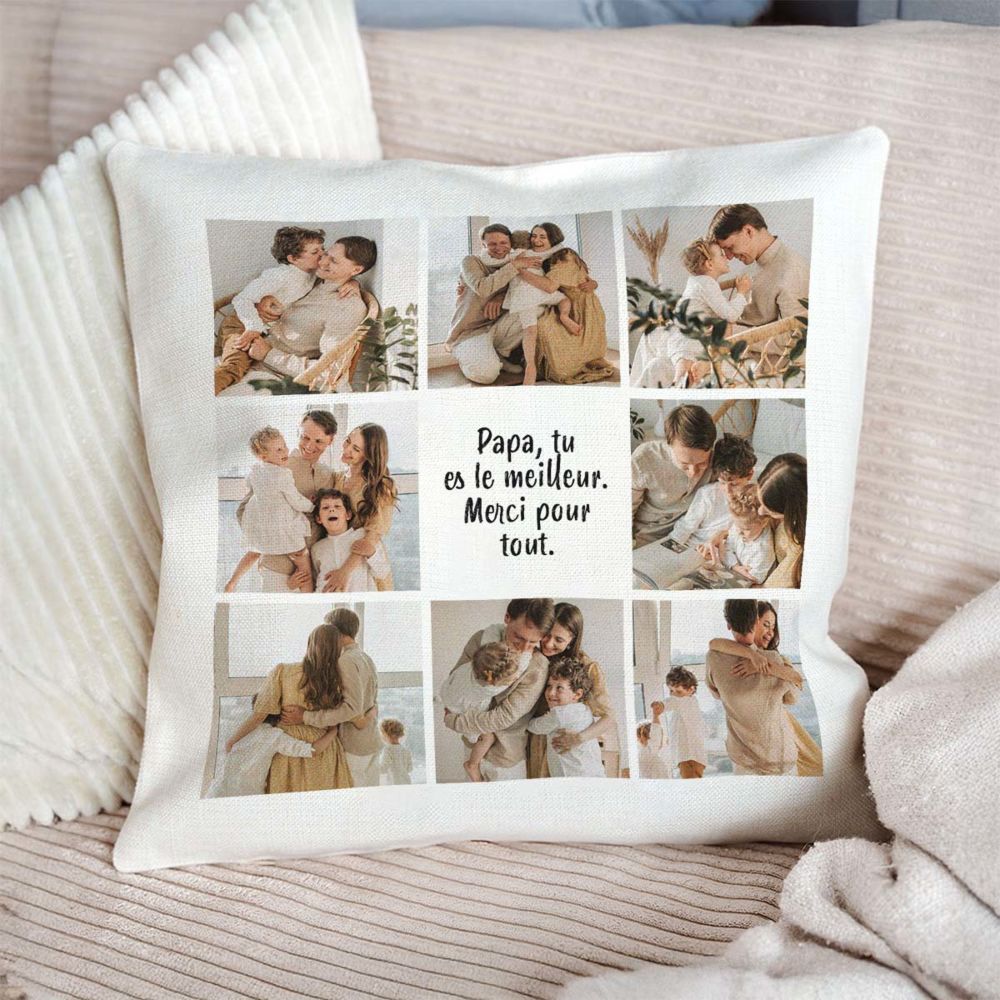 Housse de coussin personnalisée avec texte et symboles