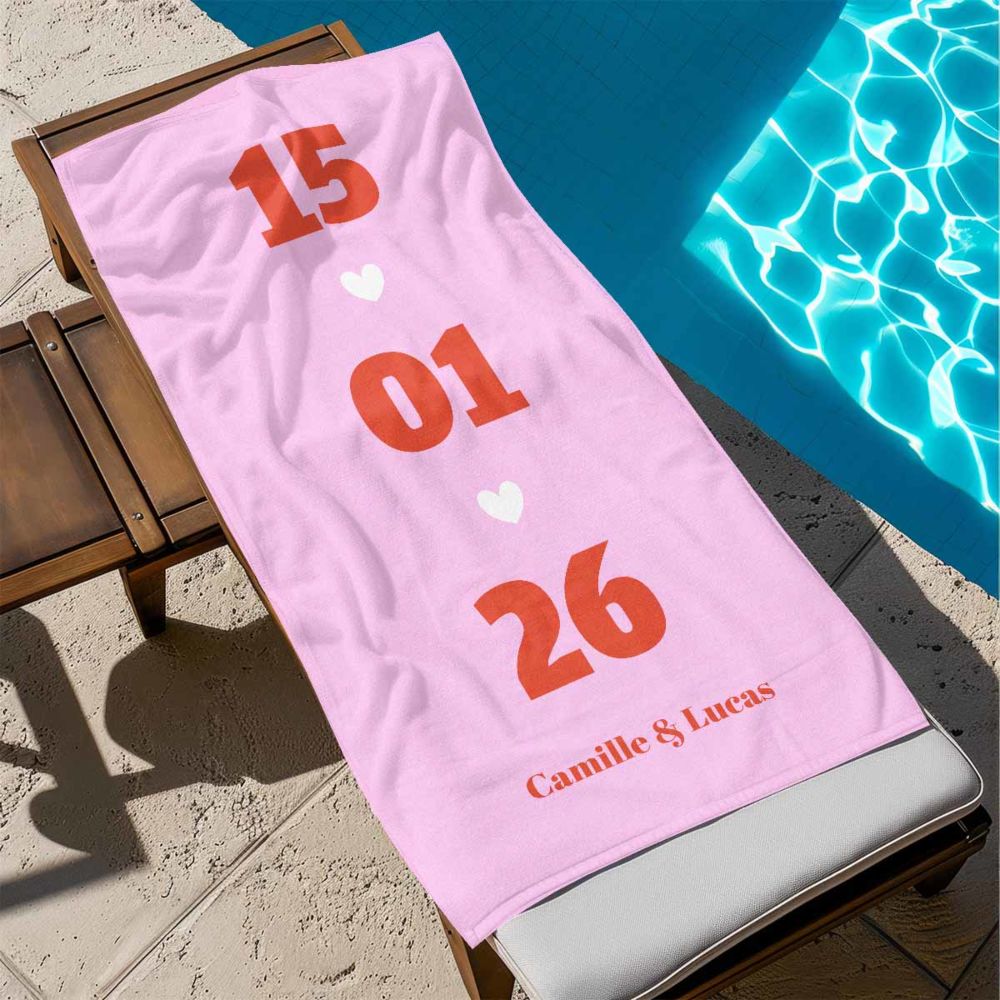 Serviette personnalisée avec date