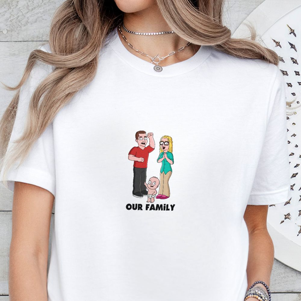 T-shirt personnalisé famille dessin animé – Illustration