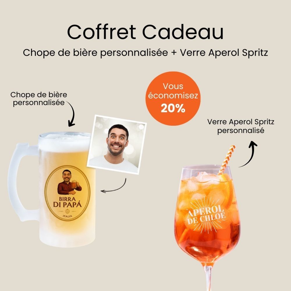 Coffret cadeau verre Aperol et chope de bière