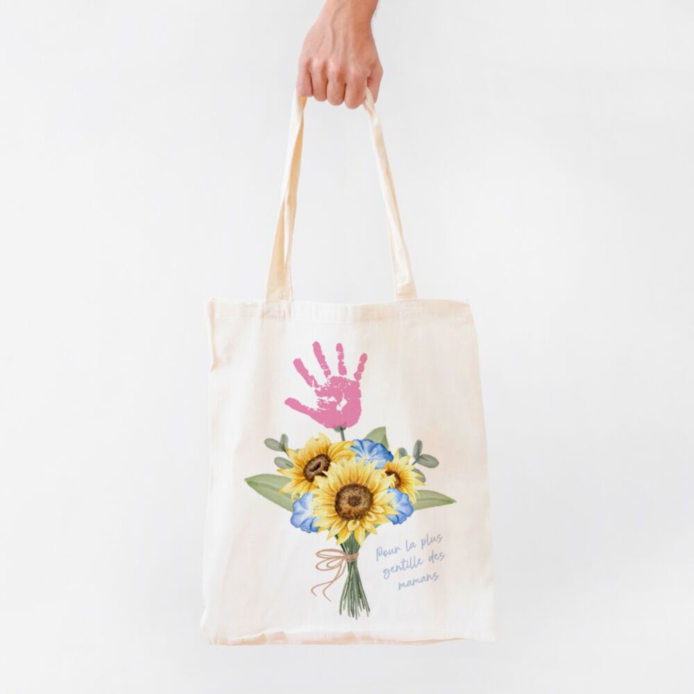 Tote bag personnalisé Bouquet avec empreinte de main