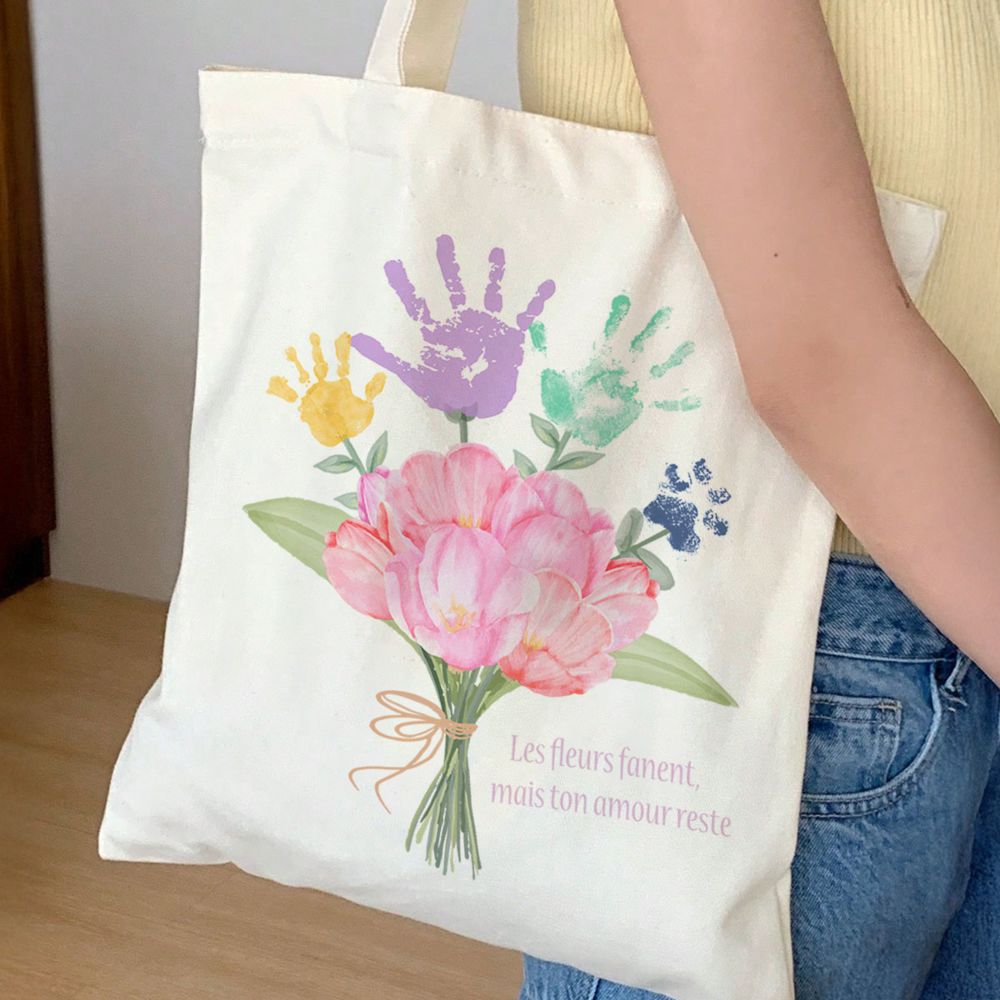 Tote bag personnalisé Bouquet avec empreinte de main