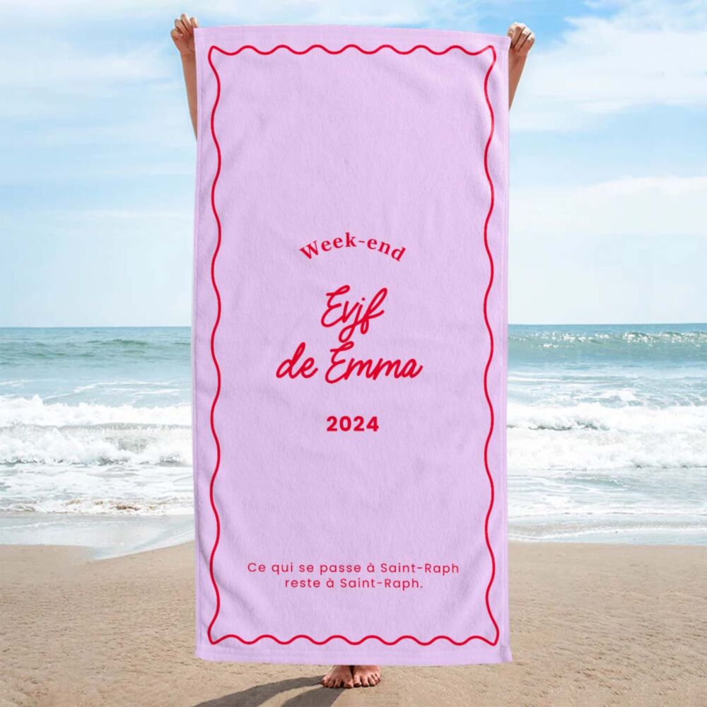 Serviette personnalisée avec fond coloré et texte