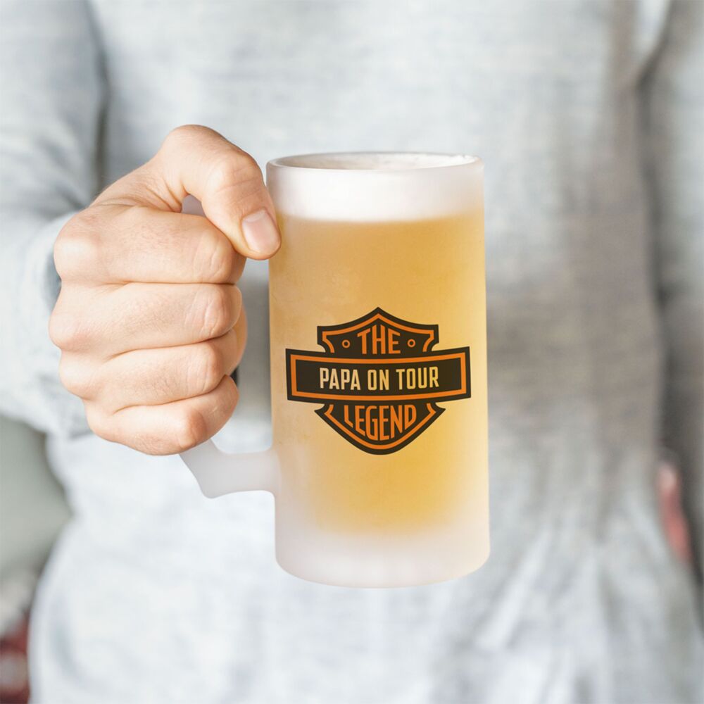 Chope de bière personnalisée logo moto