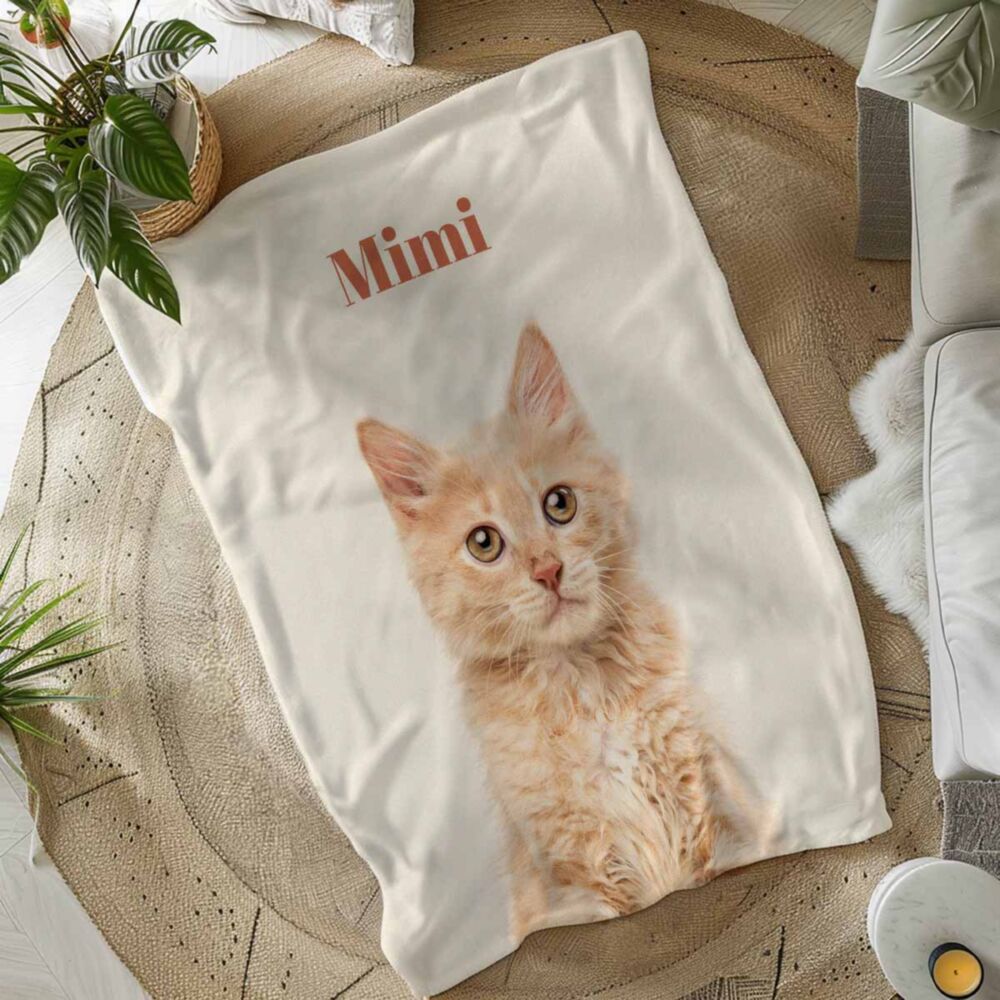 Couverture personnalisée avec animal de compagnie et fond couleur