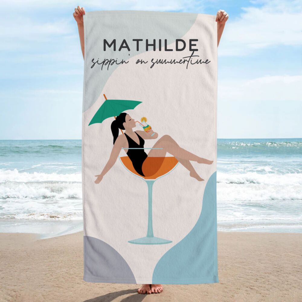 Serviette personnalisée Verre à cocktail - Illustration