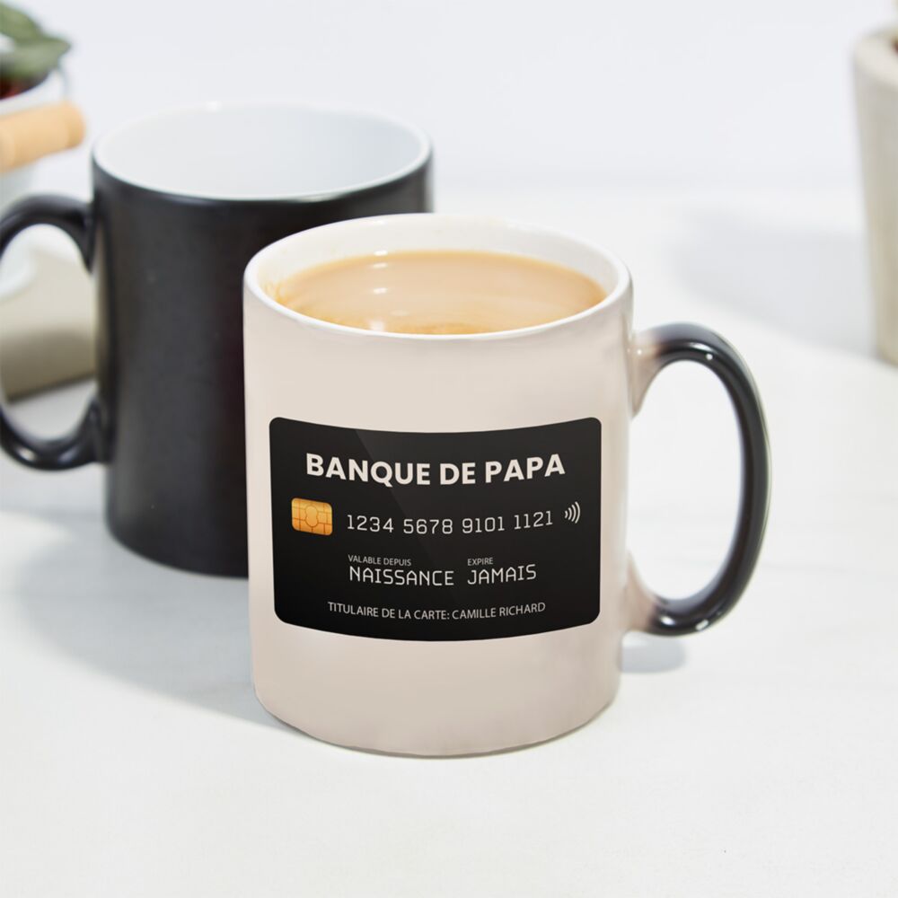 Mug personnalisé Carte bancaire et texte