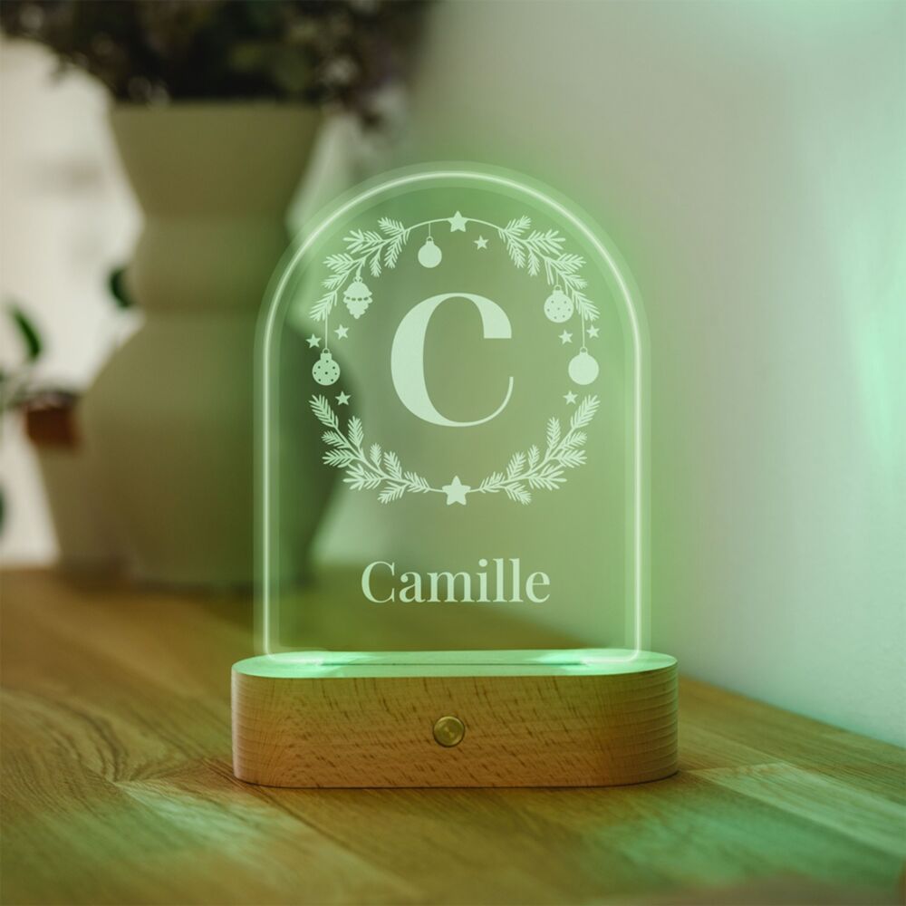 Lampe LED personnalisée avec monogramme