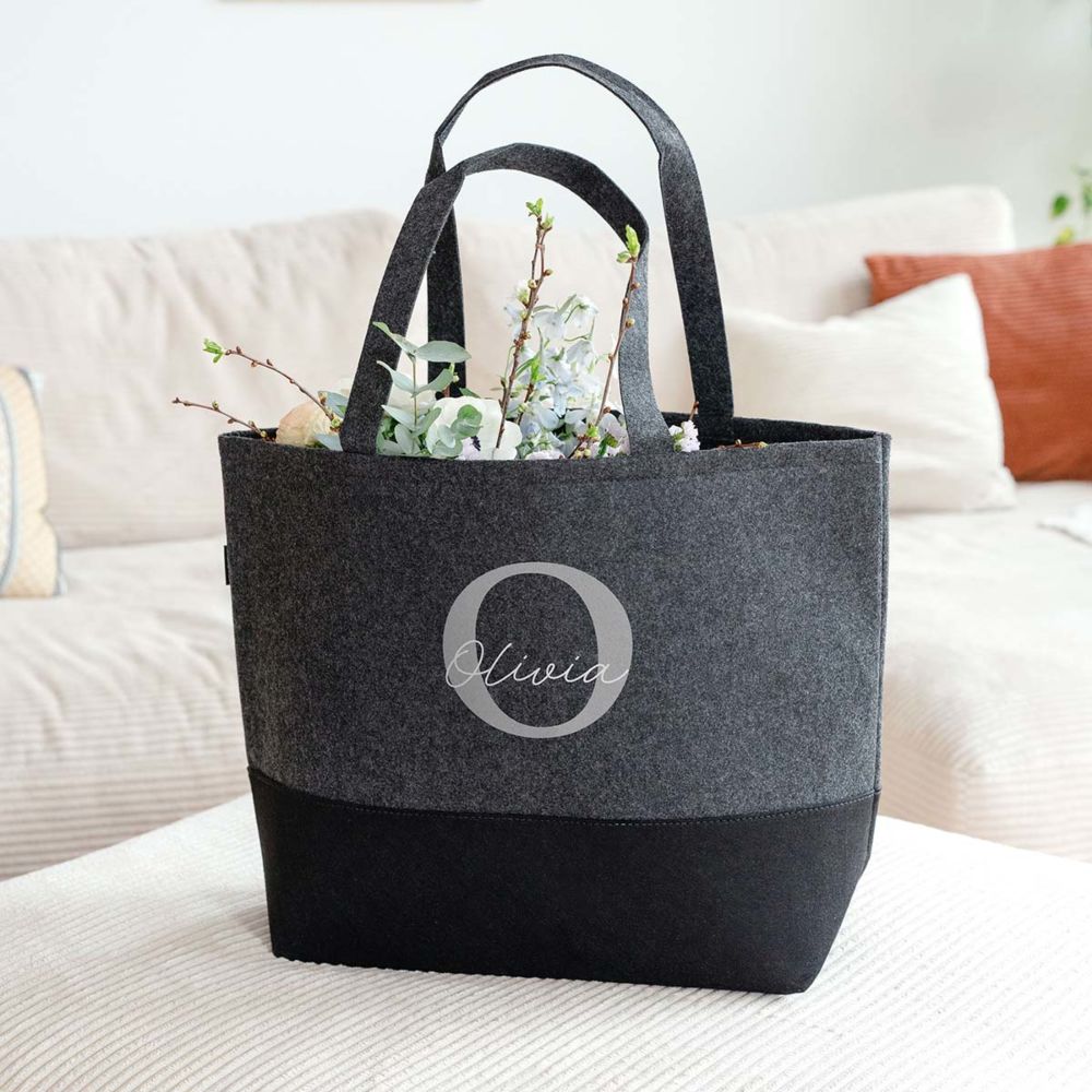 Sac cabas personnalisé en feutre avec Monogramme