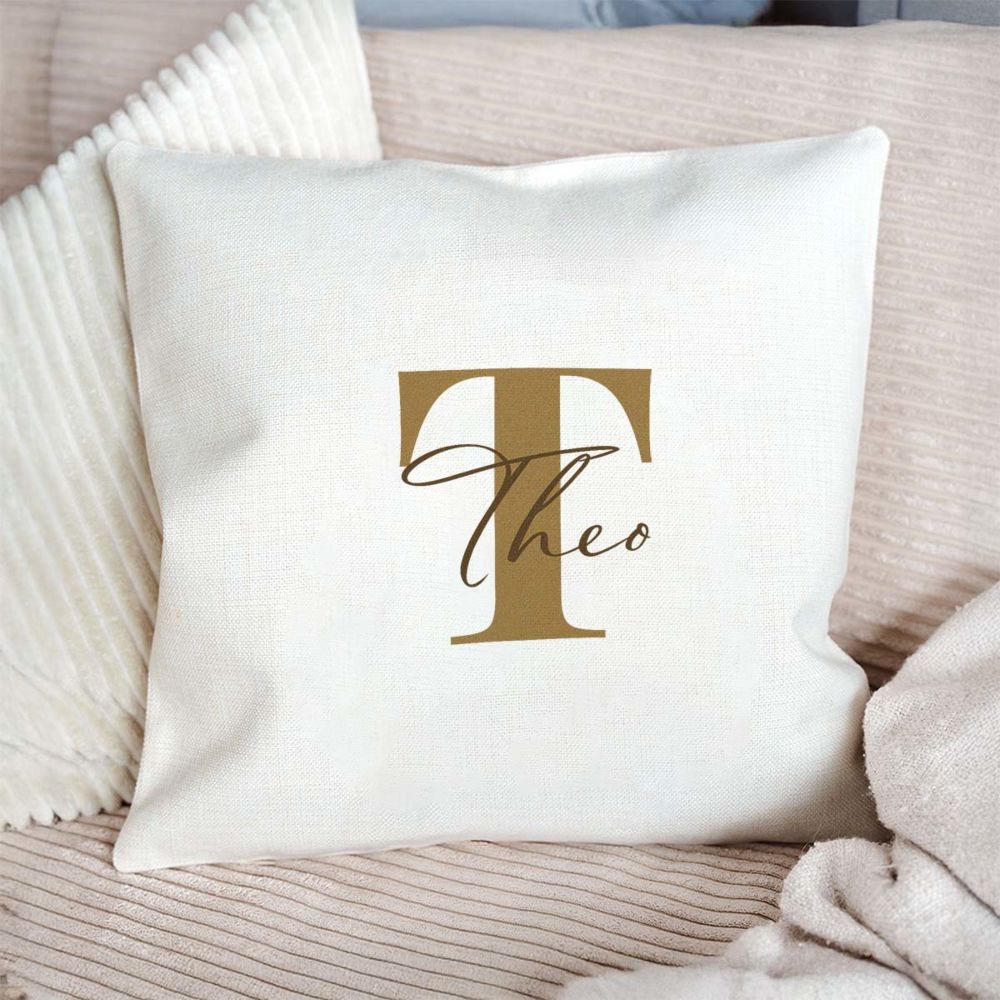 Housse de coussin personnalisée avec monogramme