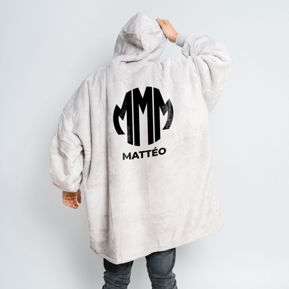 Plaid à capuche personnalisé avec monogramme