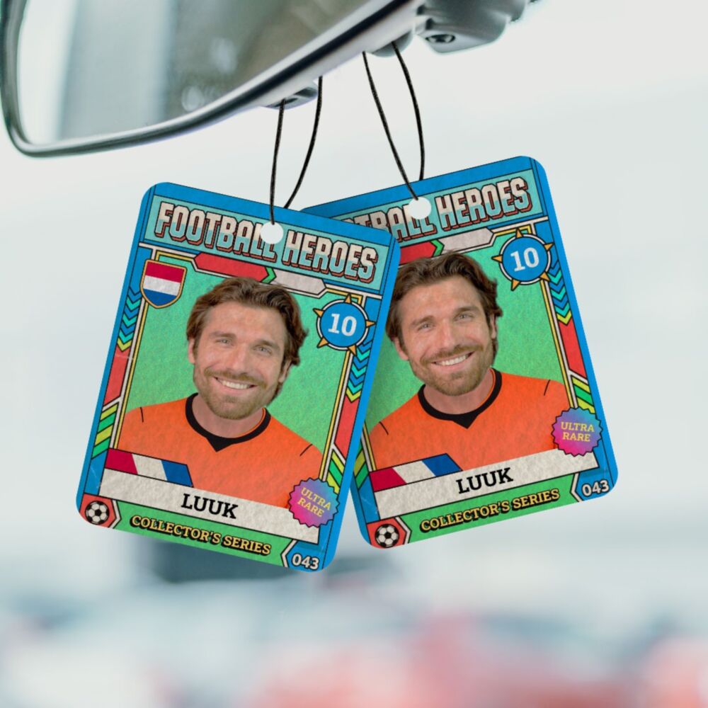 Désodorisant voiture personnalisé - carte à collectionner Coupe du Monde avec photo