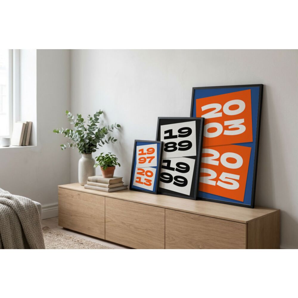 Personalisiertes Jahreszahlen-Poster – Zwei Jahreszahlen in Collage-Optik