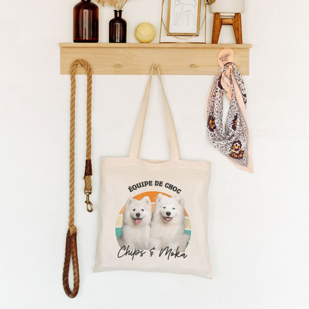Tote bag personnalisé rétro avec animal de compagnie