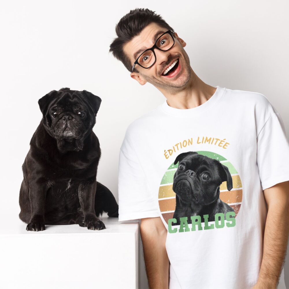 T-shirt personnalisé rétro avec animal de compagnie