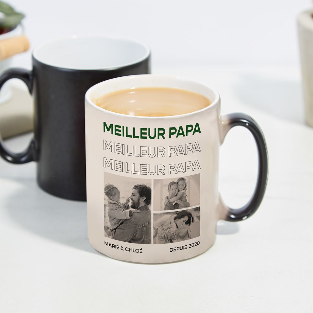 Tasse personnalisée avec photos et texte en noir et blanc